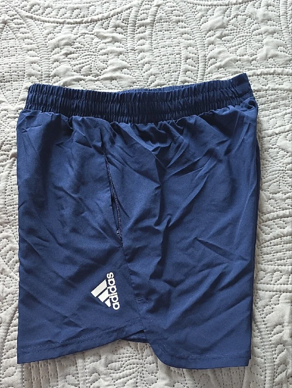 adidas Navy Athletic Training Shorts with Logo